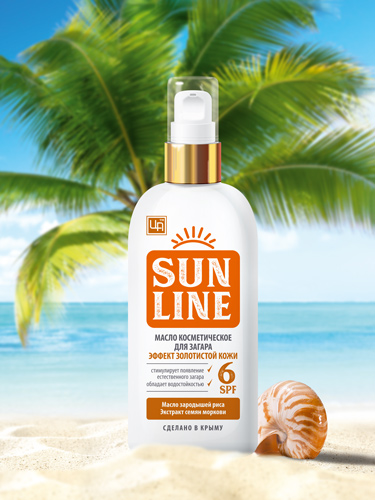 Масло косметическое «Sunline» для загара эффект золотистой кожи